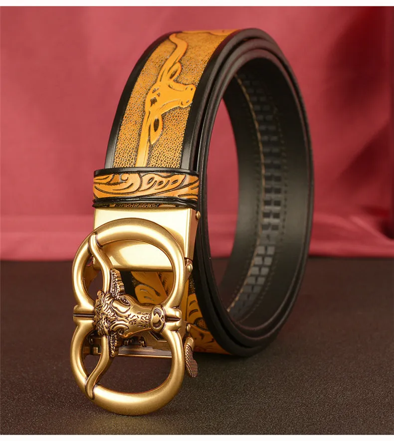 105cm Men's Fashion Vintage Luxury Genuine Leather Noble Strap Belt