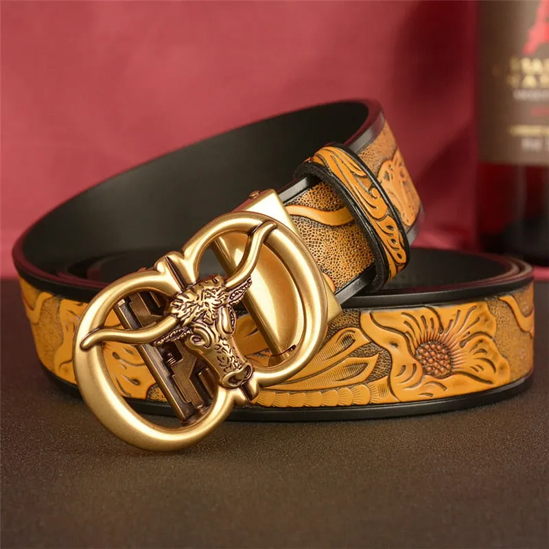 105cm Men's Fashion Vintage Luxury Genuine Leather Noble Strap Belt