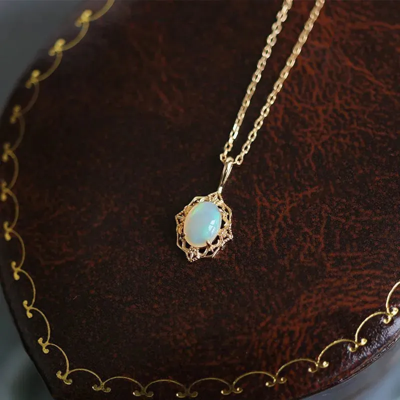 14K Gold Opal Necklace