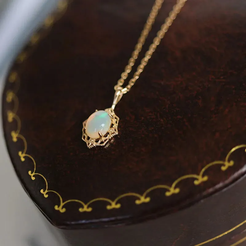 14K Gold Opal Necklace