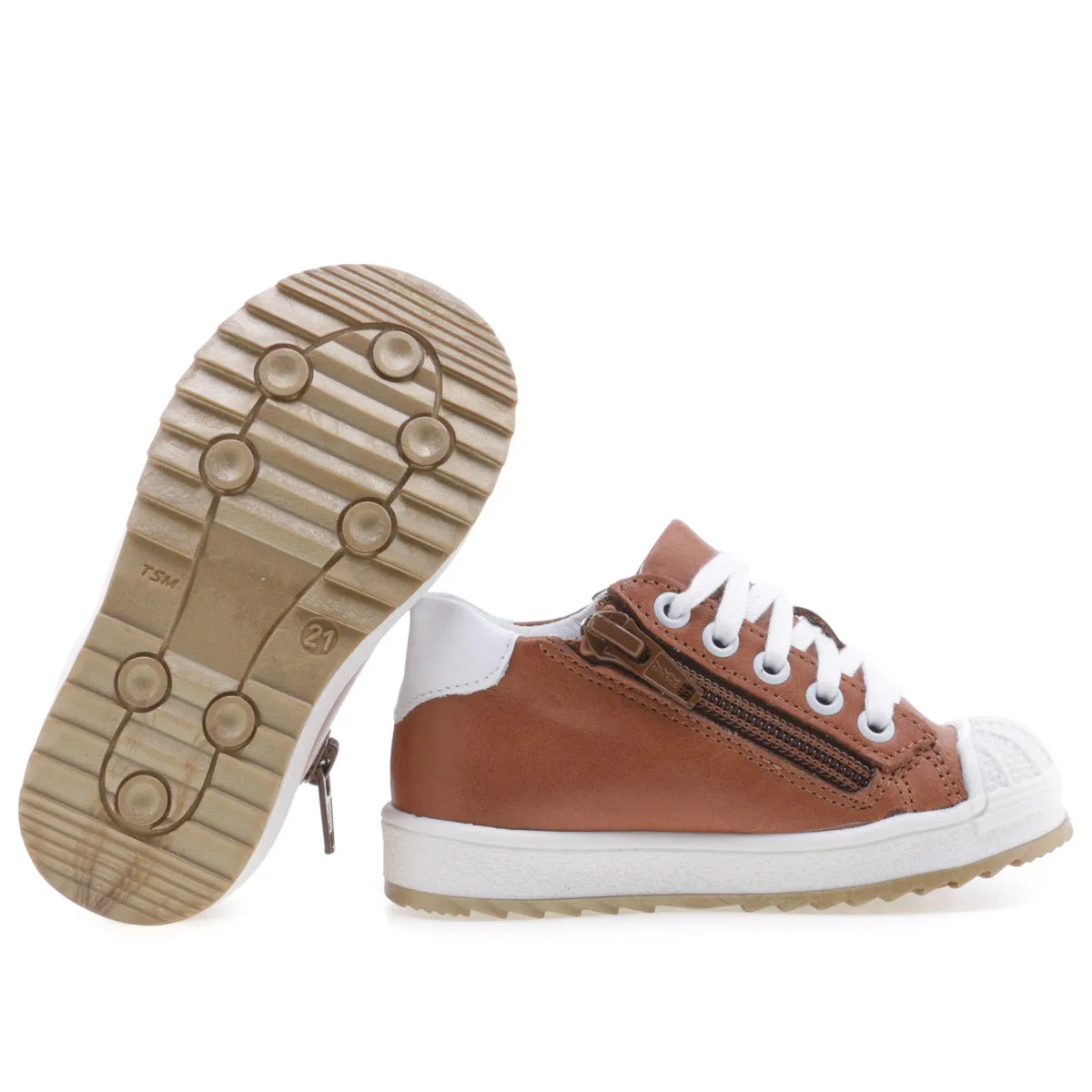 (2627A-25/2628A-25) Emel low trainers with bumper - brown