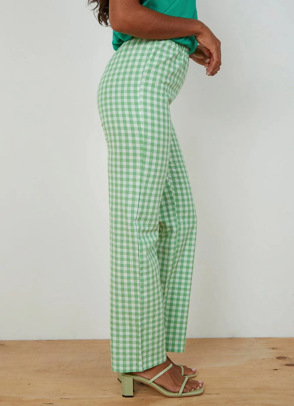 90s Check Pants - Green Check