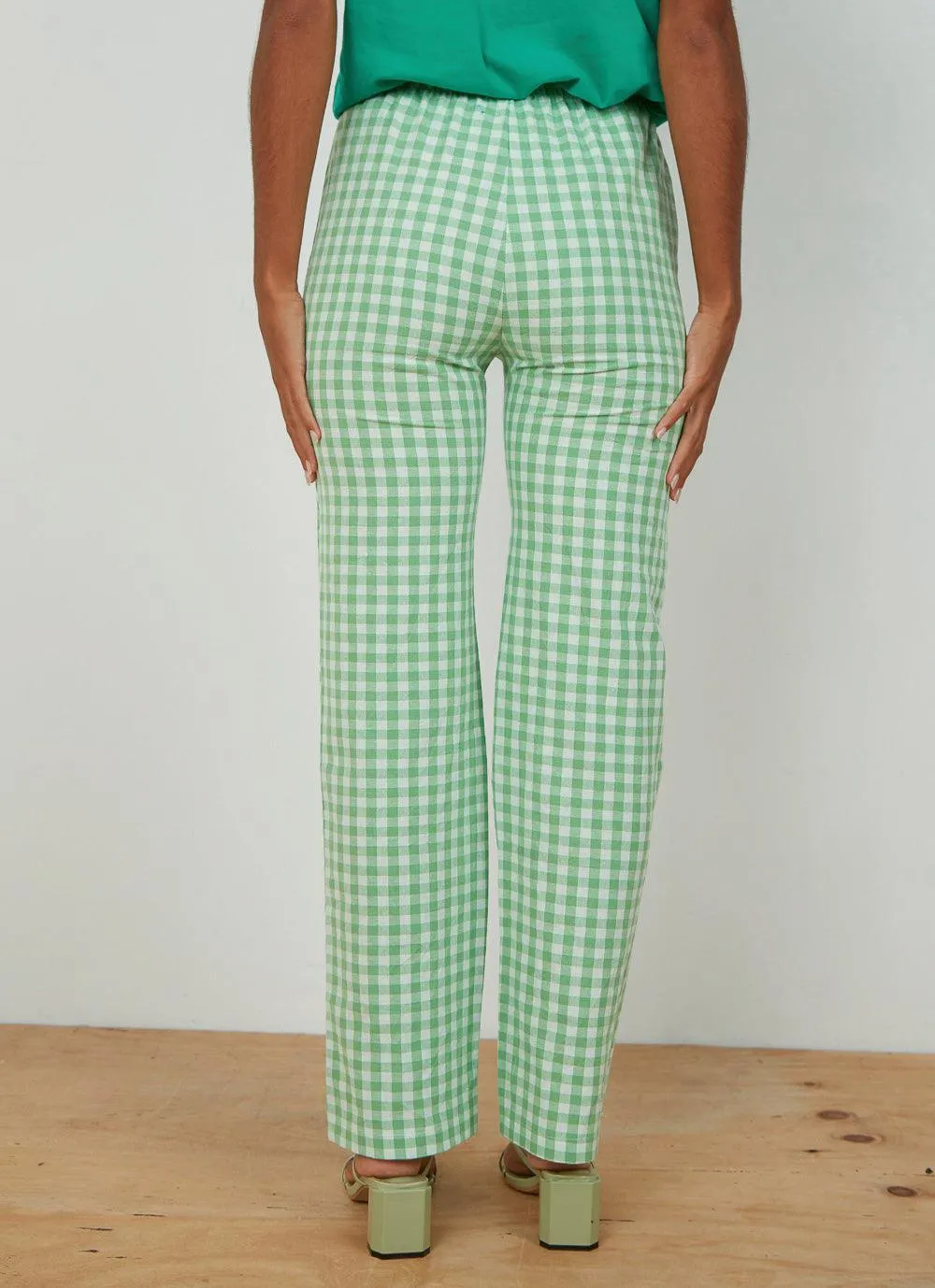 90s Check Pants - Green Check