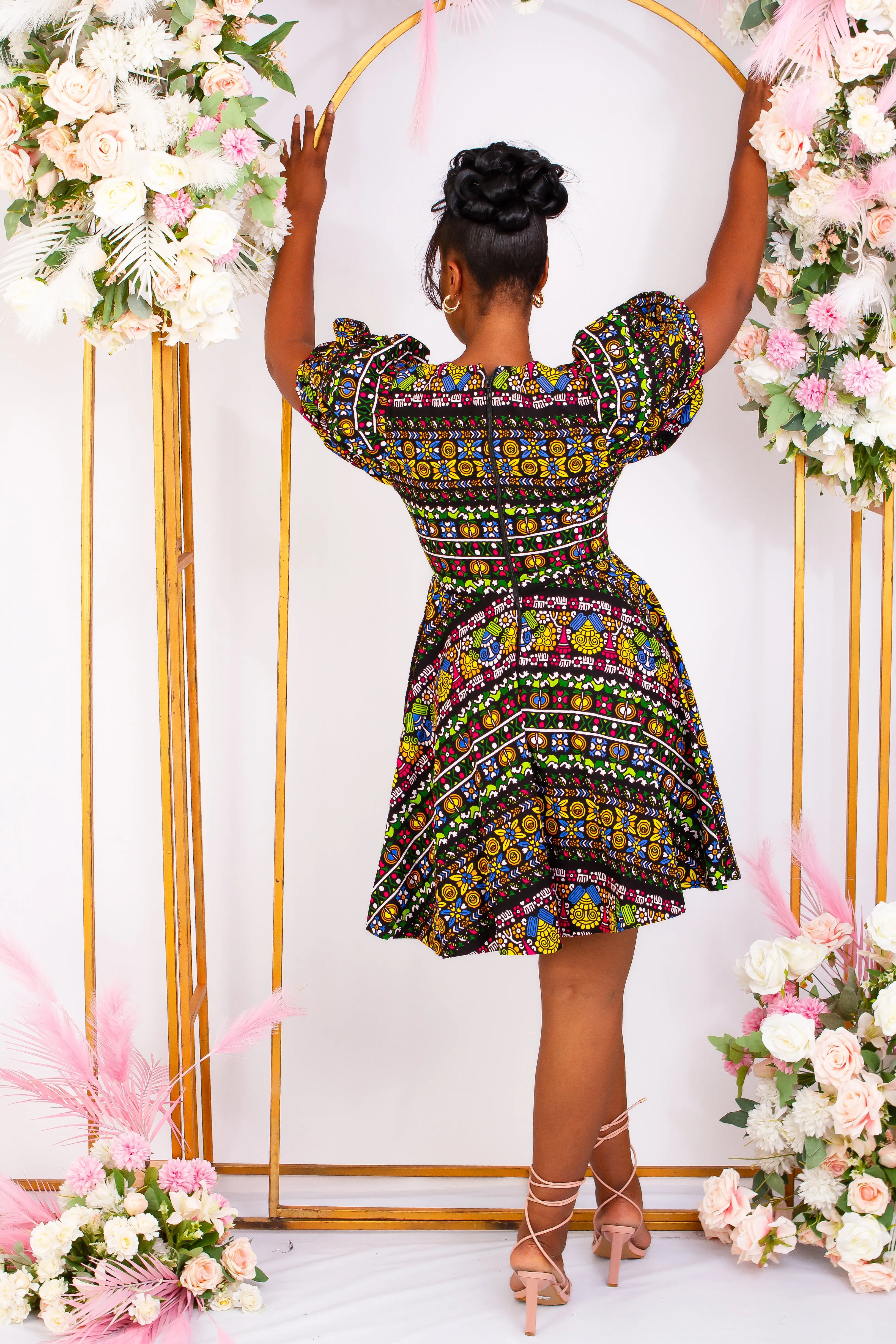 African Print Puff Sleeve Short Dress - Titilola