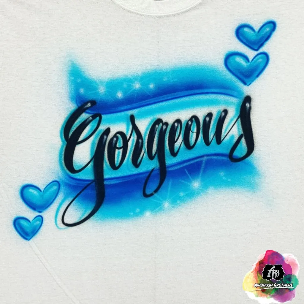 Airbrush Name w/ Hearts Shirt Design