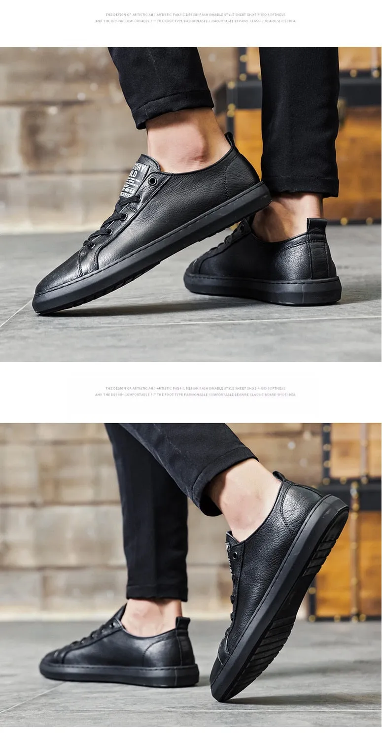 Autumn Fashion Split Cow Leather Lace-up Sports Casual Shoes for Men