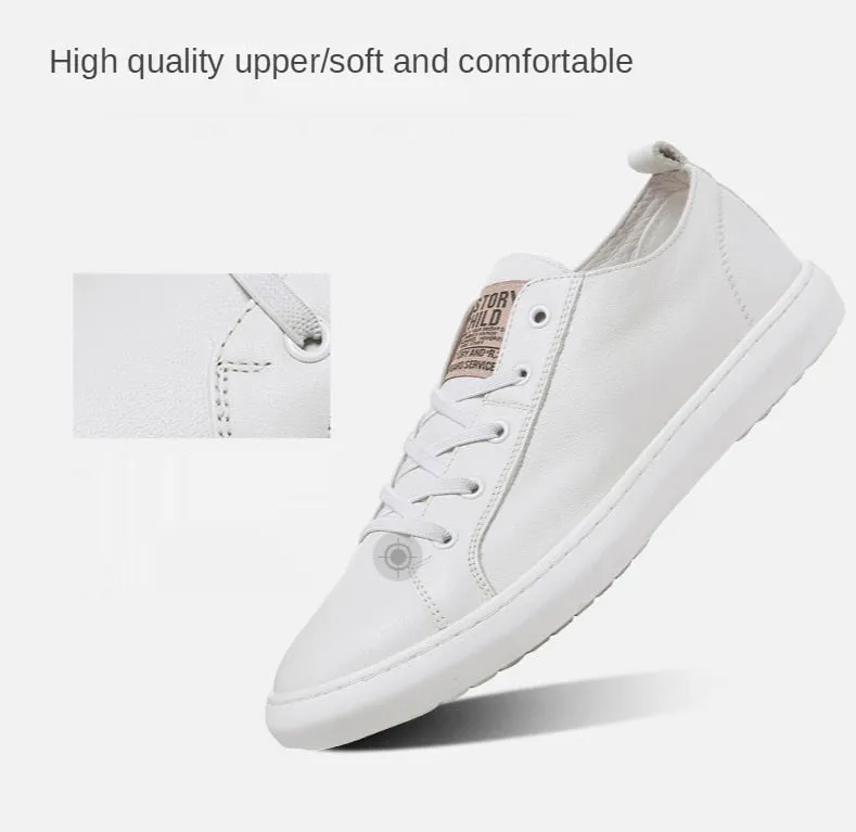 Autumn Fashion Split Cow Leather Lace-up Sports Casual Shoes for Men