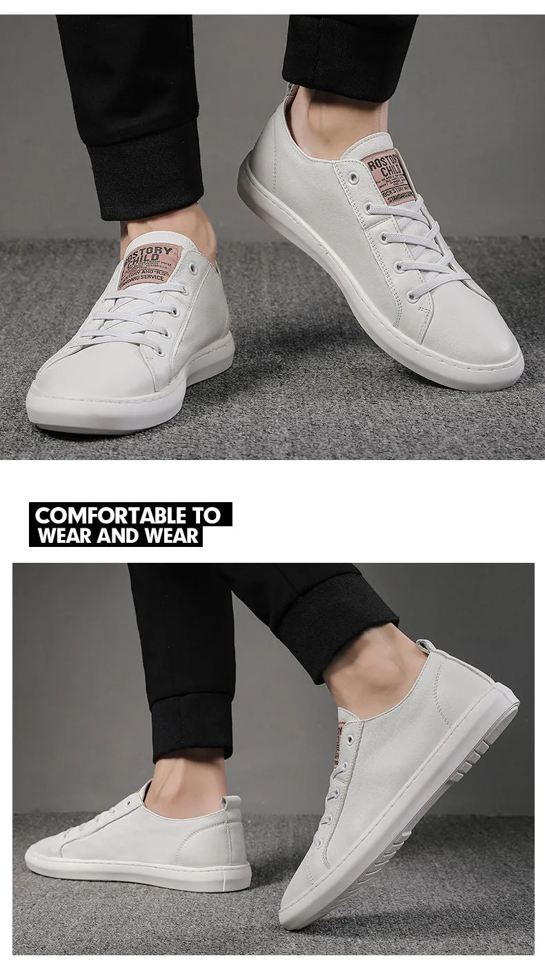 Autumn Fashion Split Cow Leather Lace-up Sports Casual Shoes for Men