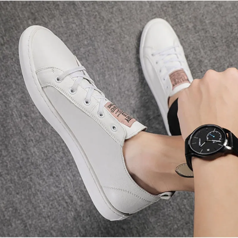 Autumn Fashion Split Cow Leather Lace-up Sports Casual Shoes for Men