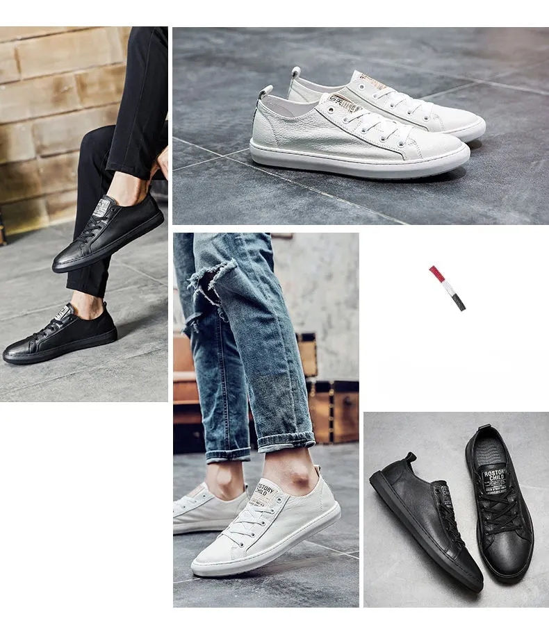 Autumn Fashion Split Cow Leather Lace-up Sports Casual Shoes for Men