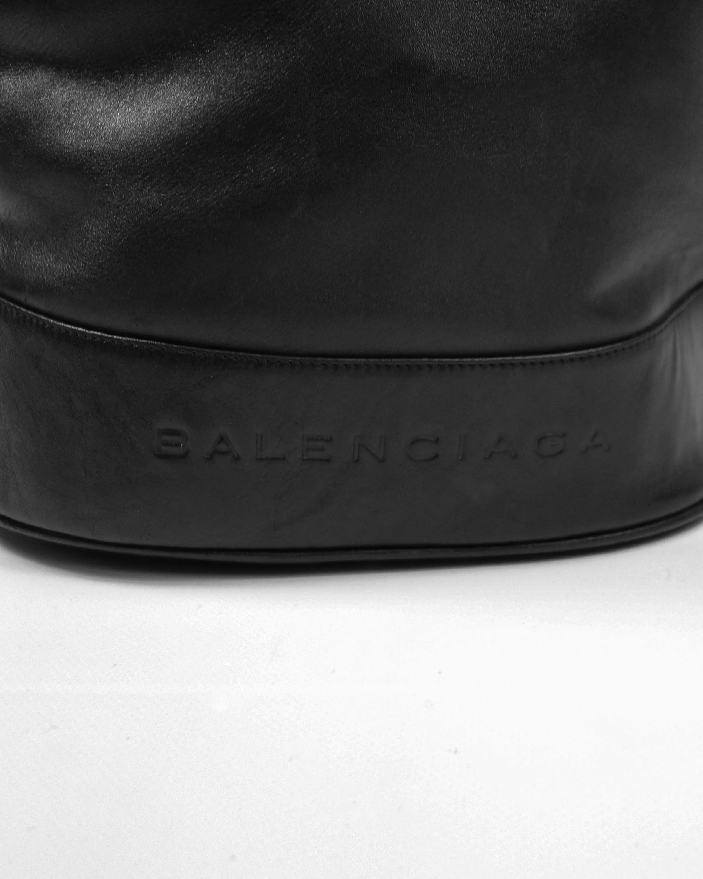 Balenciaga 1-Side Shoulder Black Leather Bag 1990's