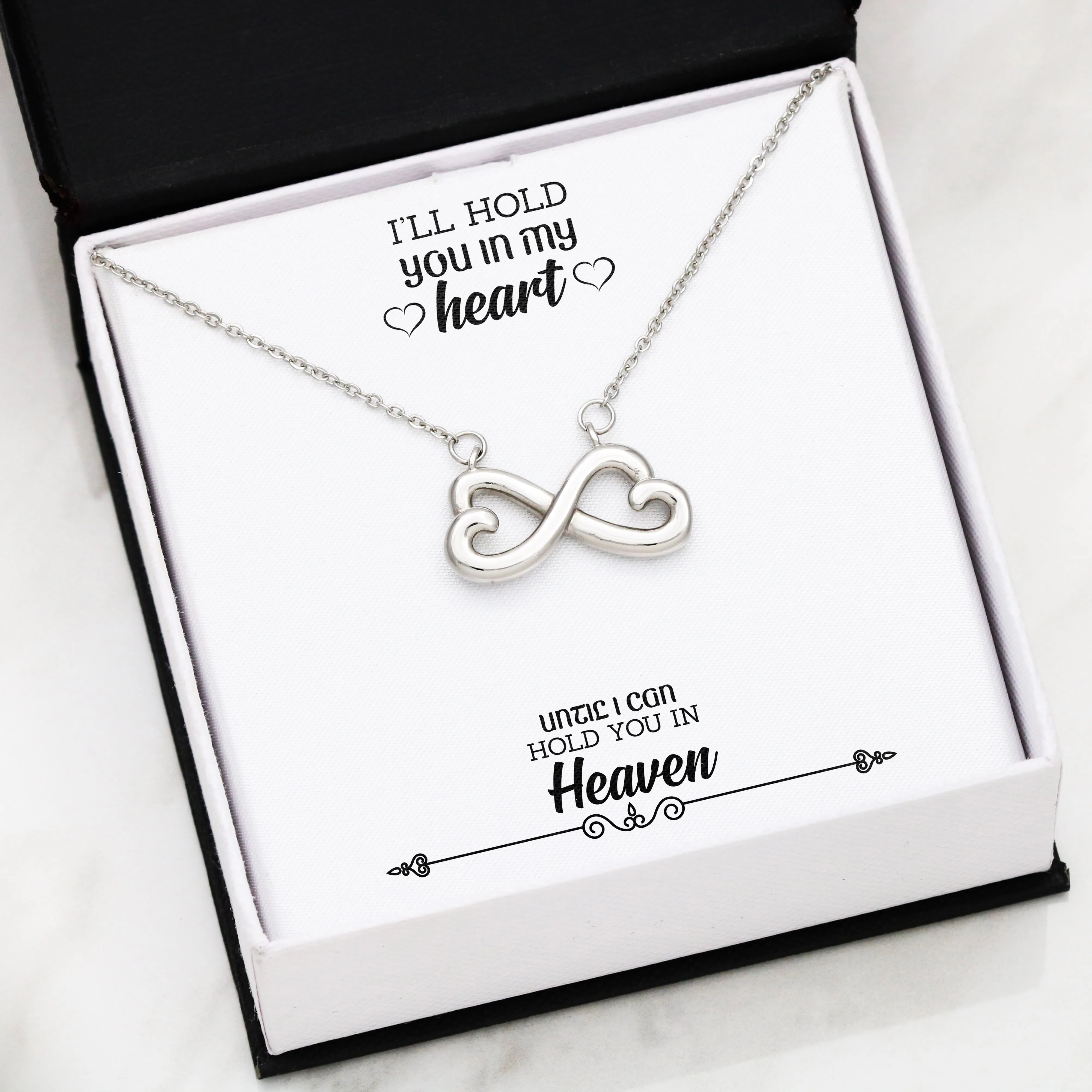 Beautiful Heart Infinity Necklace With Remembrance Heart Message Card