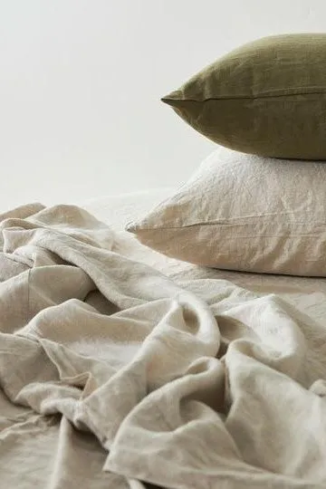 Belgian Washed Linen Natural King Flat Sheet