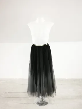 Black Ombre Tulle midi Skirt