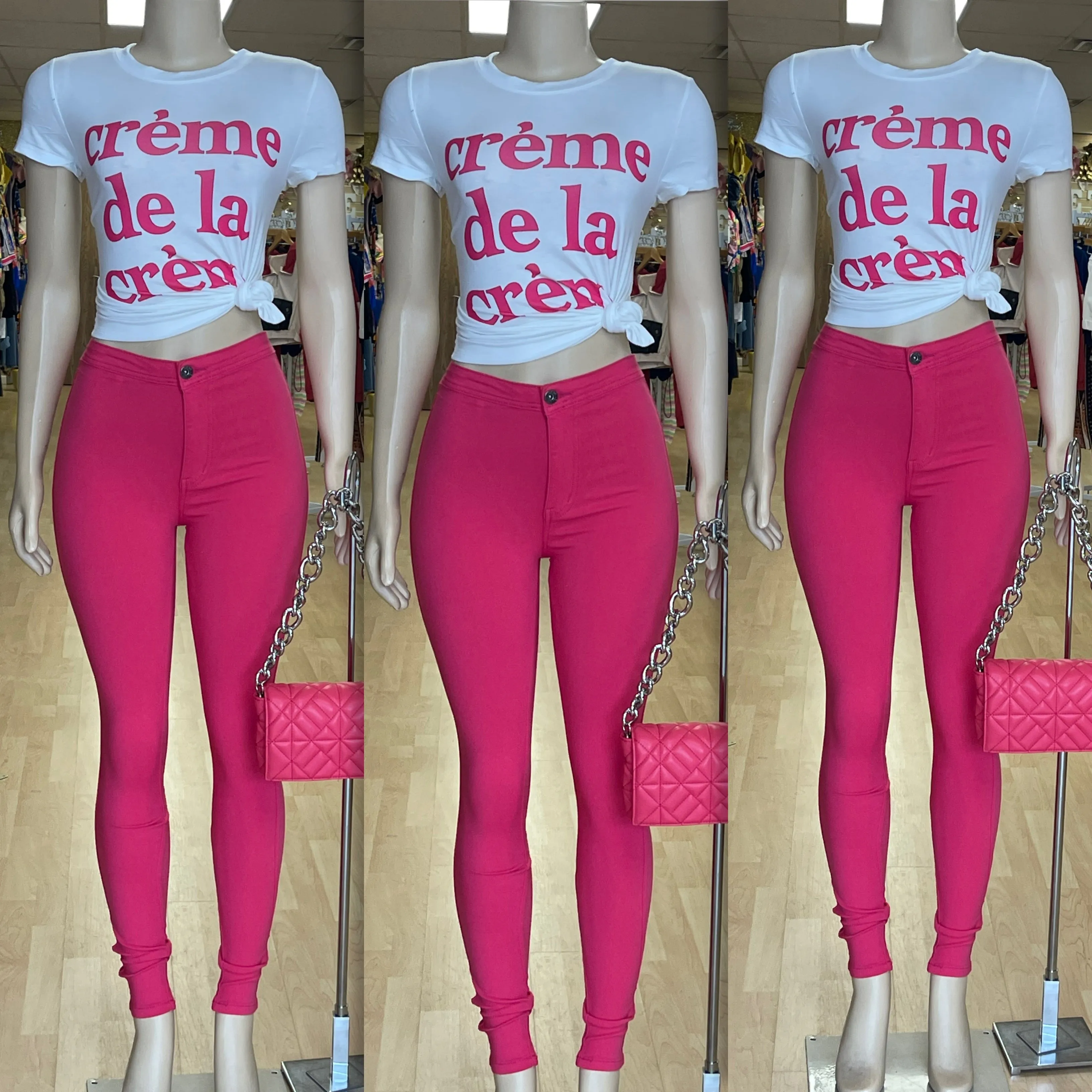 Creme de la Creme Statement Shirt ( Neon Pink)