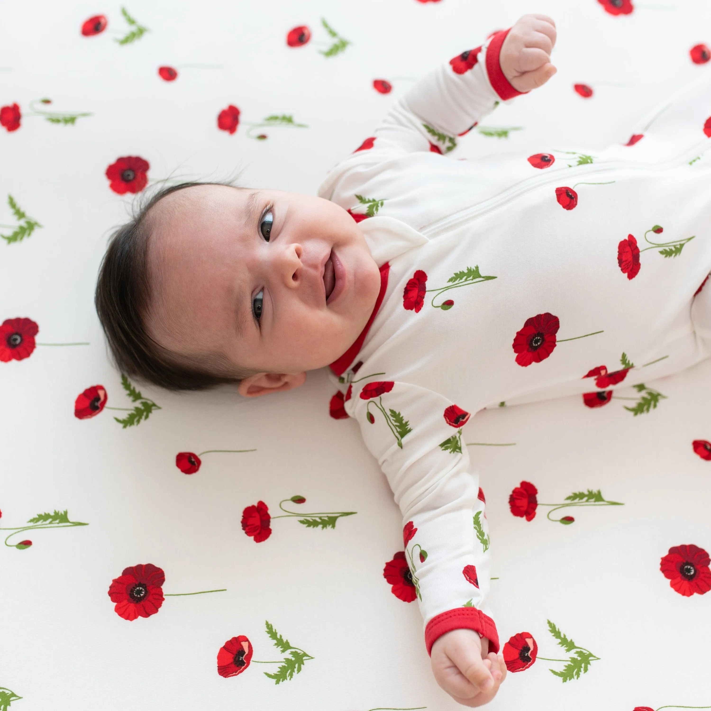 Crib Sheet in Cloud Poppies