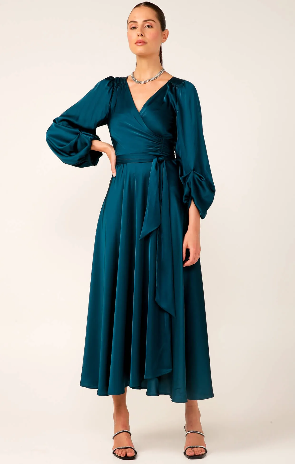 Dimmi Wrap Midi Dress - Peacock