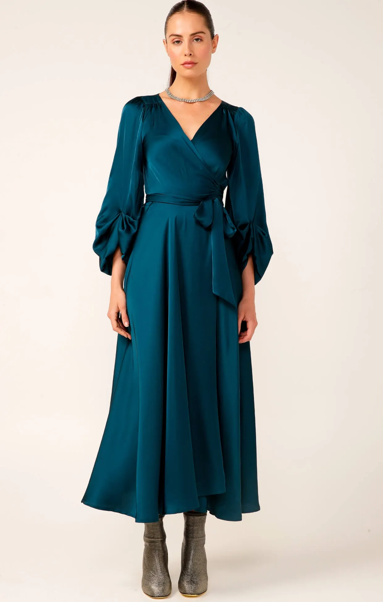 Dimmi Wrap Midi Dress - Peacock