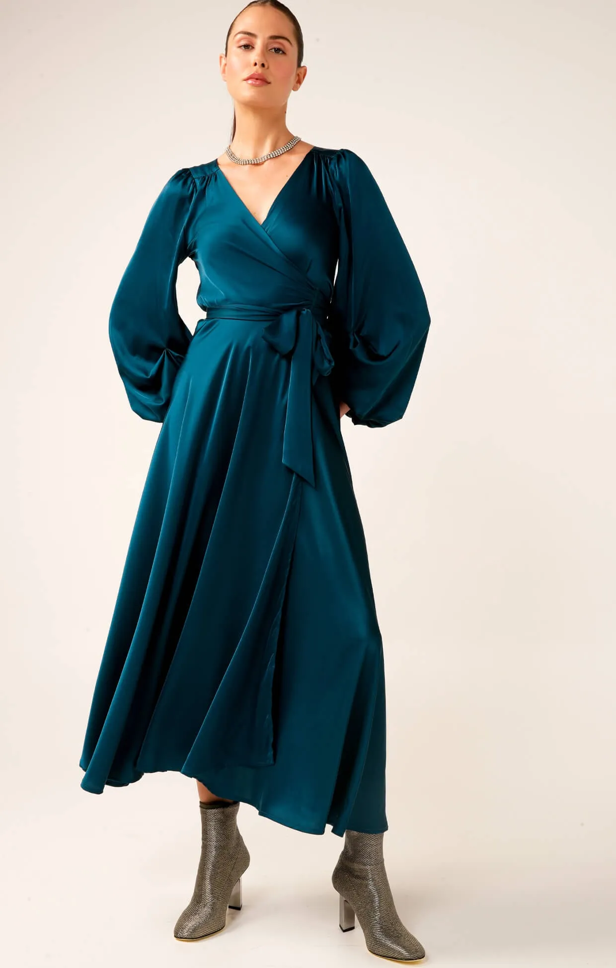 Dimmi Wrap Midi Dress - Peacock