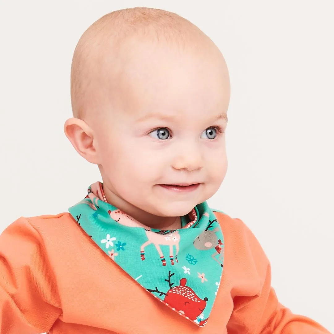 Dribble bib "Winter Deer/Dotted Lines Coral"