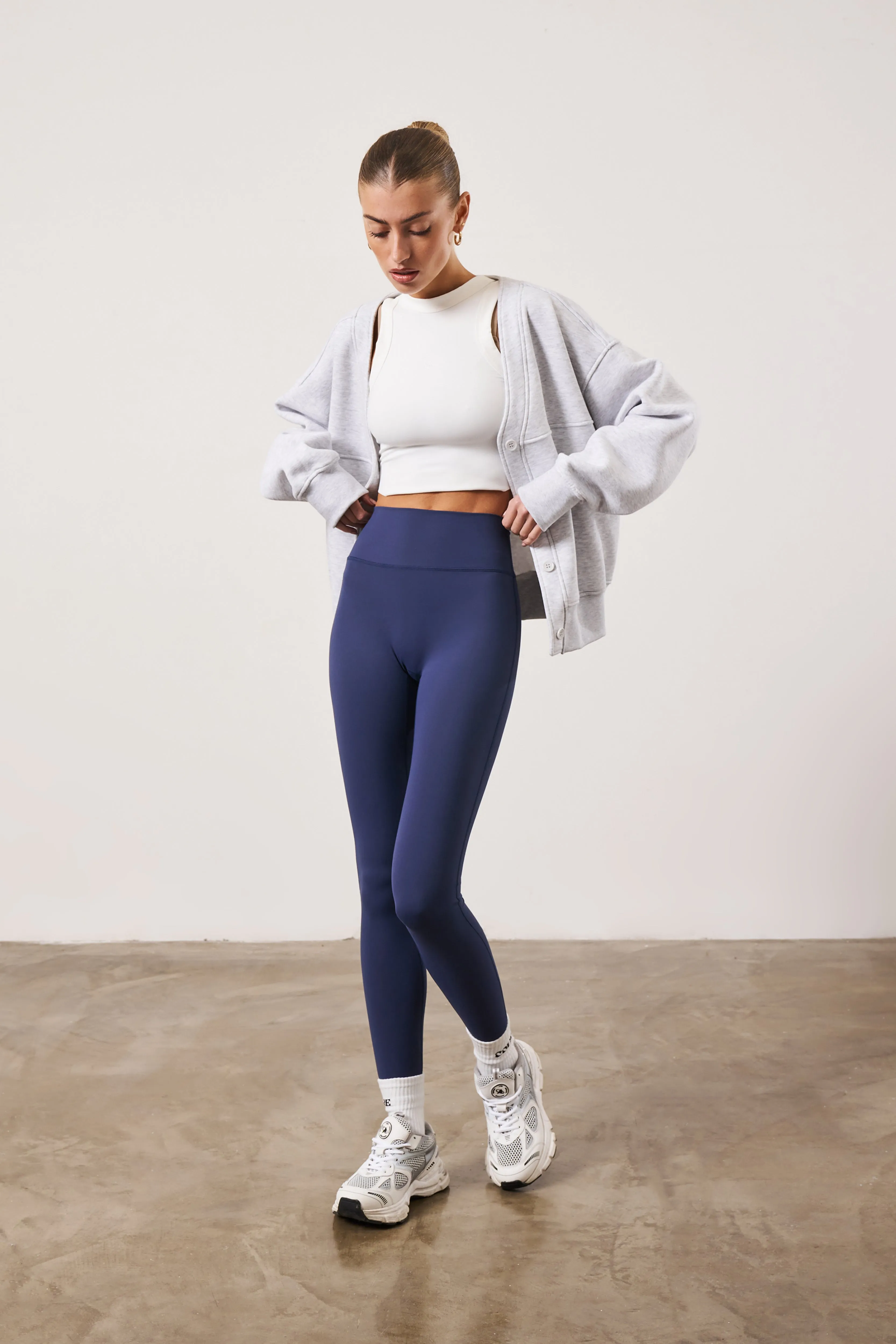 EMBLEM SCULPTING STRETCH LEGGINGS - NAVY