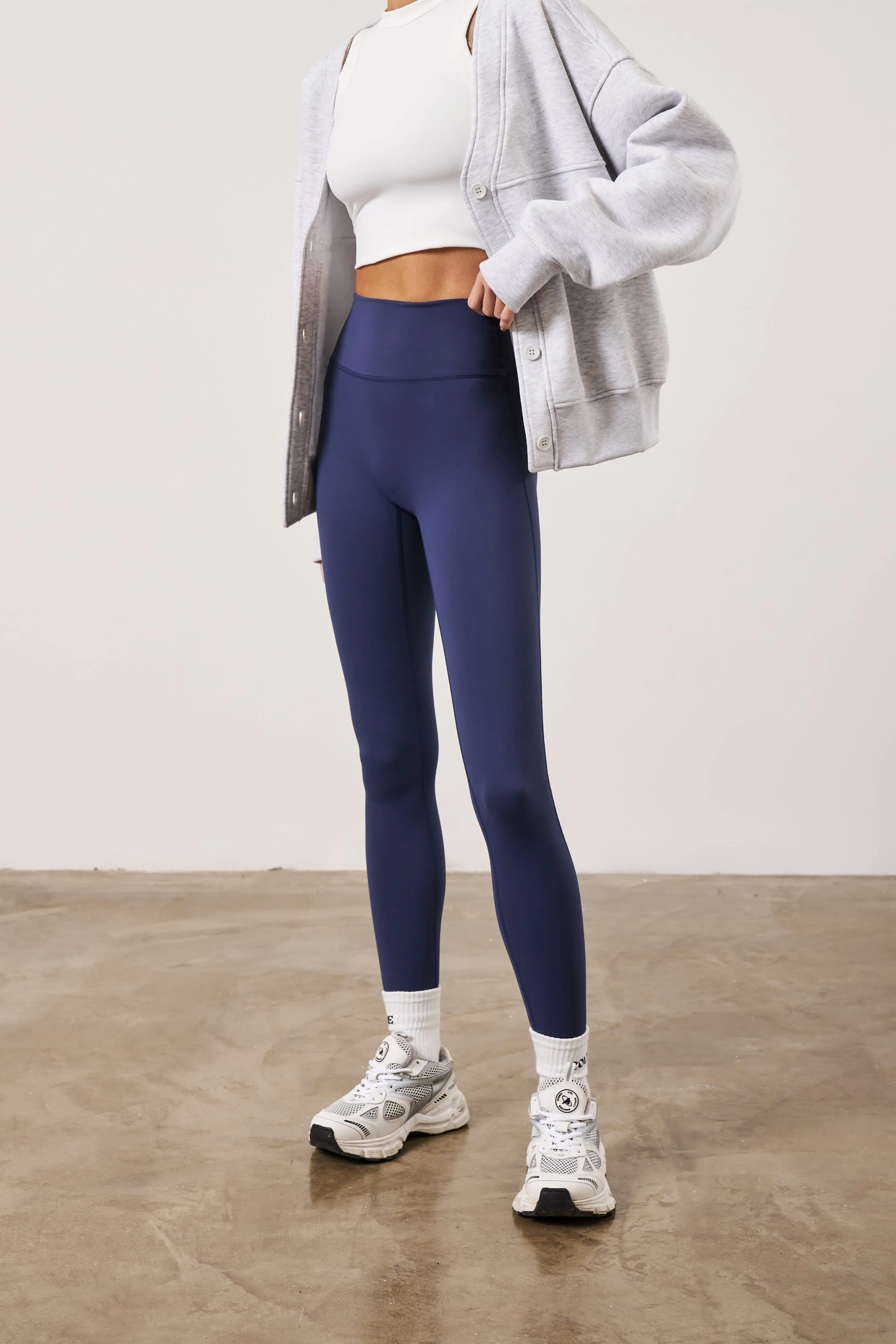 EMBLEM SCULPTING STRETCH LEGGINGS - NAVY