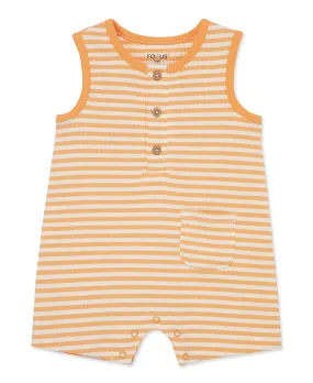 Focus Kids Orange Stripe Ribbed Romper (3M-12M)