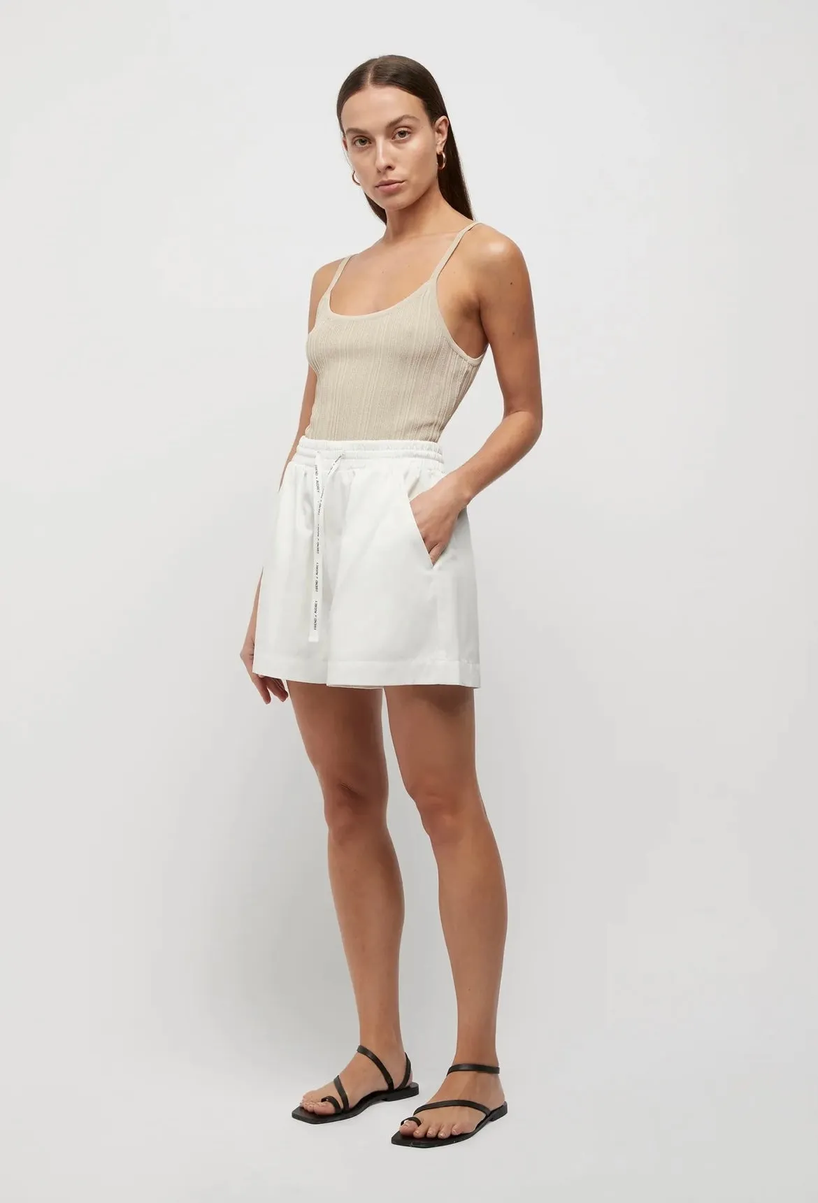 Friend Of Audrey Reflection Ribbed Knit Singlet - Sand