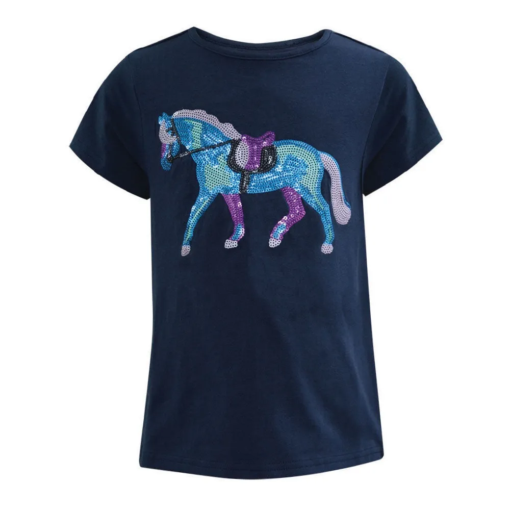 Girl's Sequin Horse S/S Tee