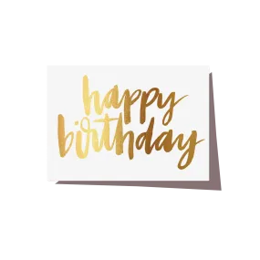 Gold Script Happy Birthday Card