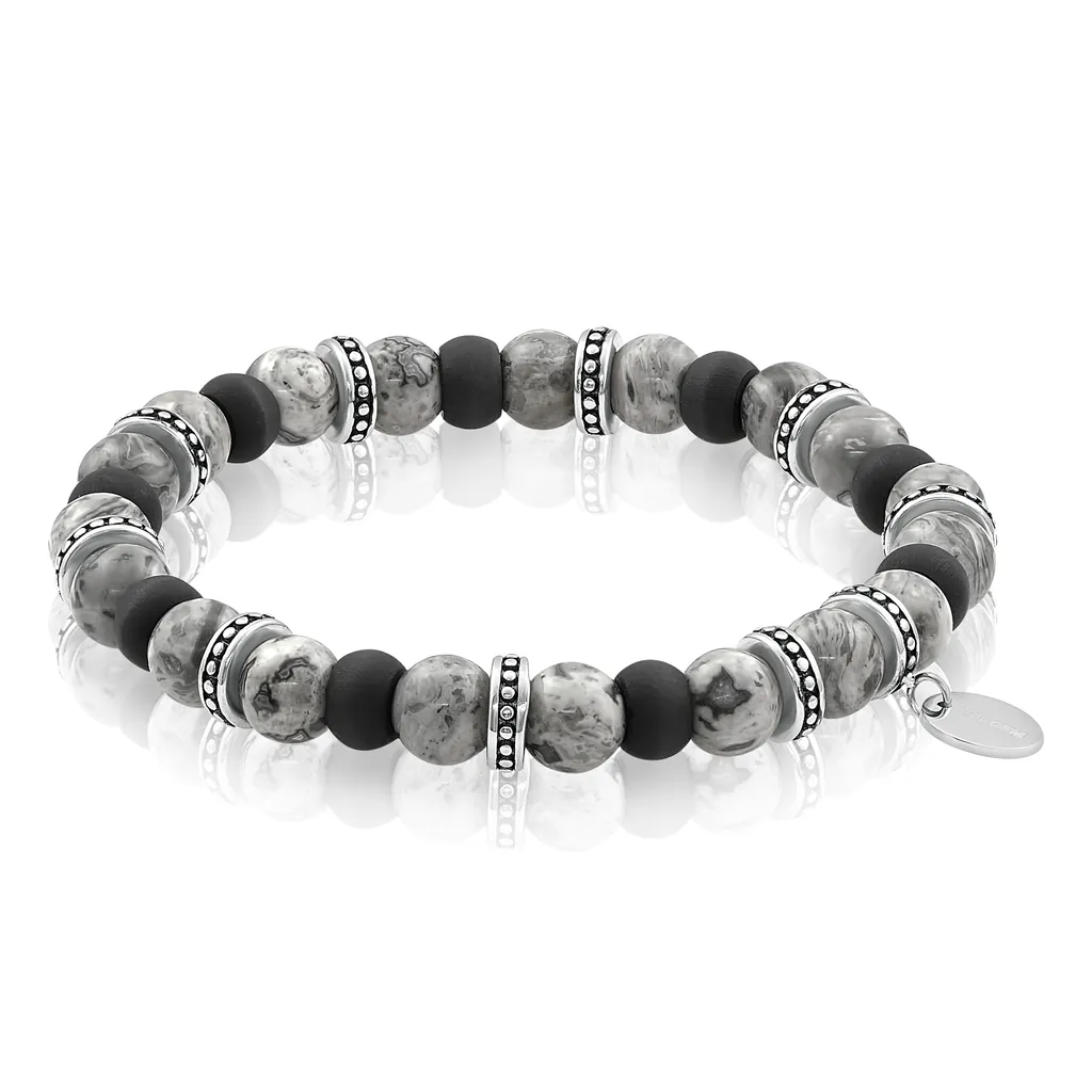 JASPER GREY BEAD BRACELET