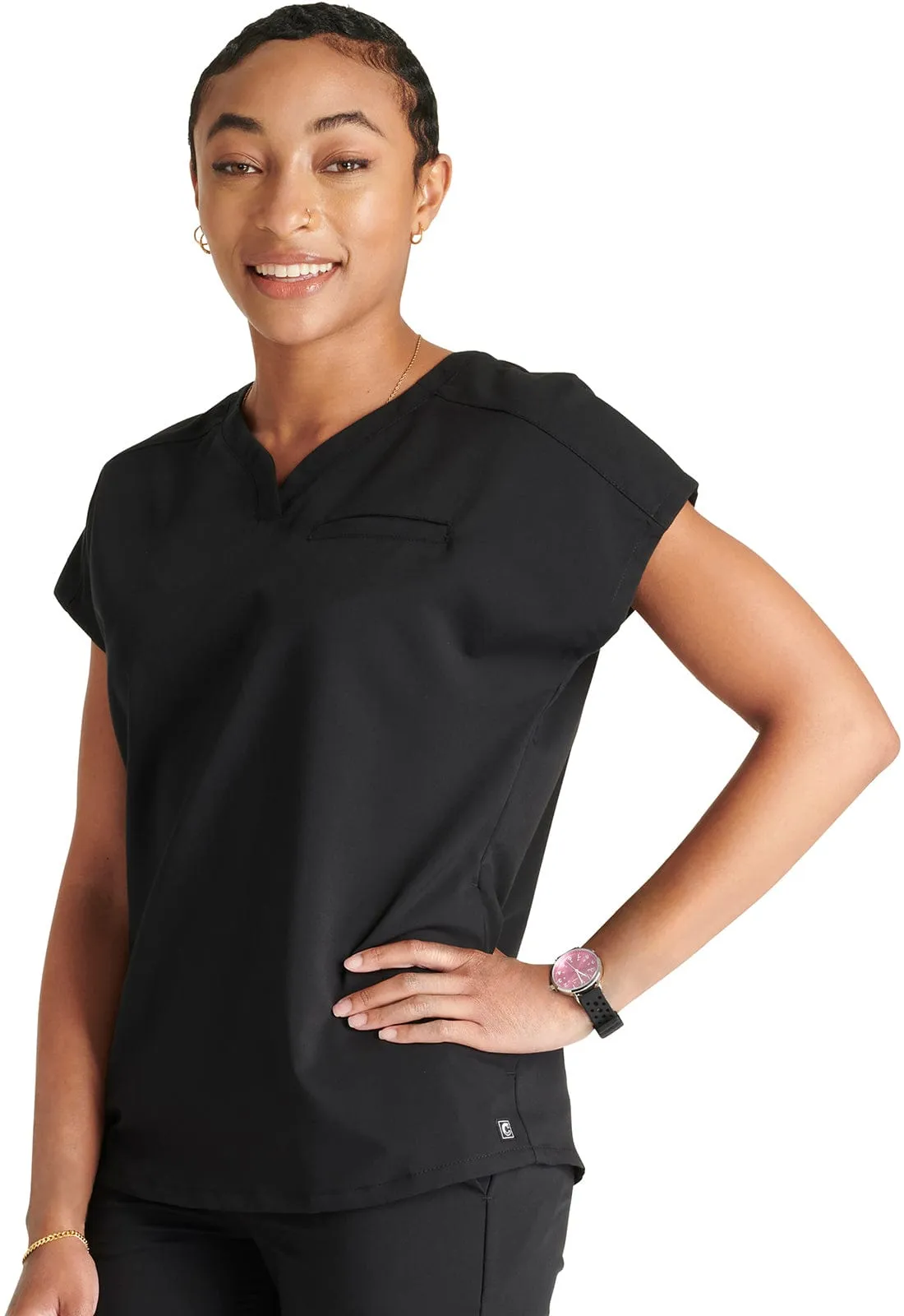 Lumino Atmos V-Neck 1-Pocket Scrub Top with Monogram LD-CK836A