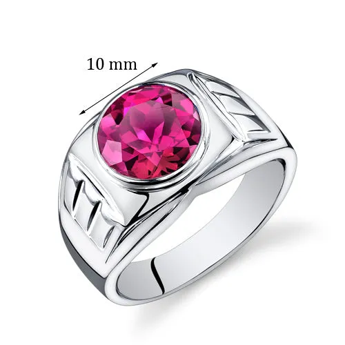 Mens 5.5 cts Ruby Sterling Silver Ring Size 13