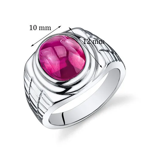 Mens 8 cts Ruby Sterling Silver Ring Size 10