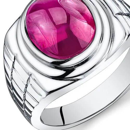 Mens 8 cts Ruby Sterling Silver Ring Size 10