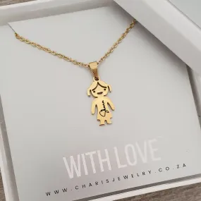 Mia Personalized Girl or Boy Necklace, Gold Stainless Steel (READY IN 3 DAYS!)