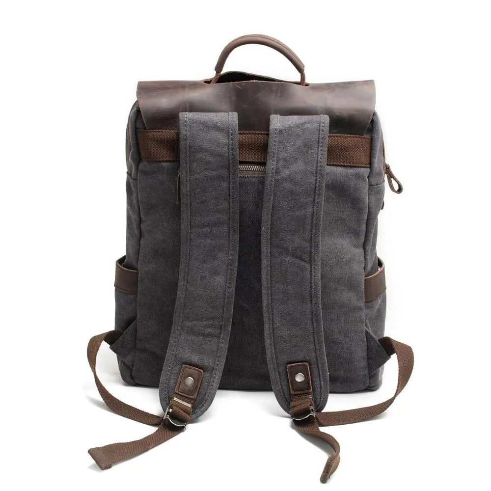 MROYALE™ Men's Vintage Multifunction Leather Canvas Laptop Backpack