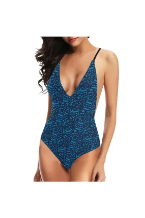 Musical Note Sexy Lacing Backless One-Piece Swimsuit