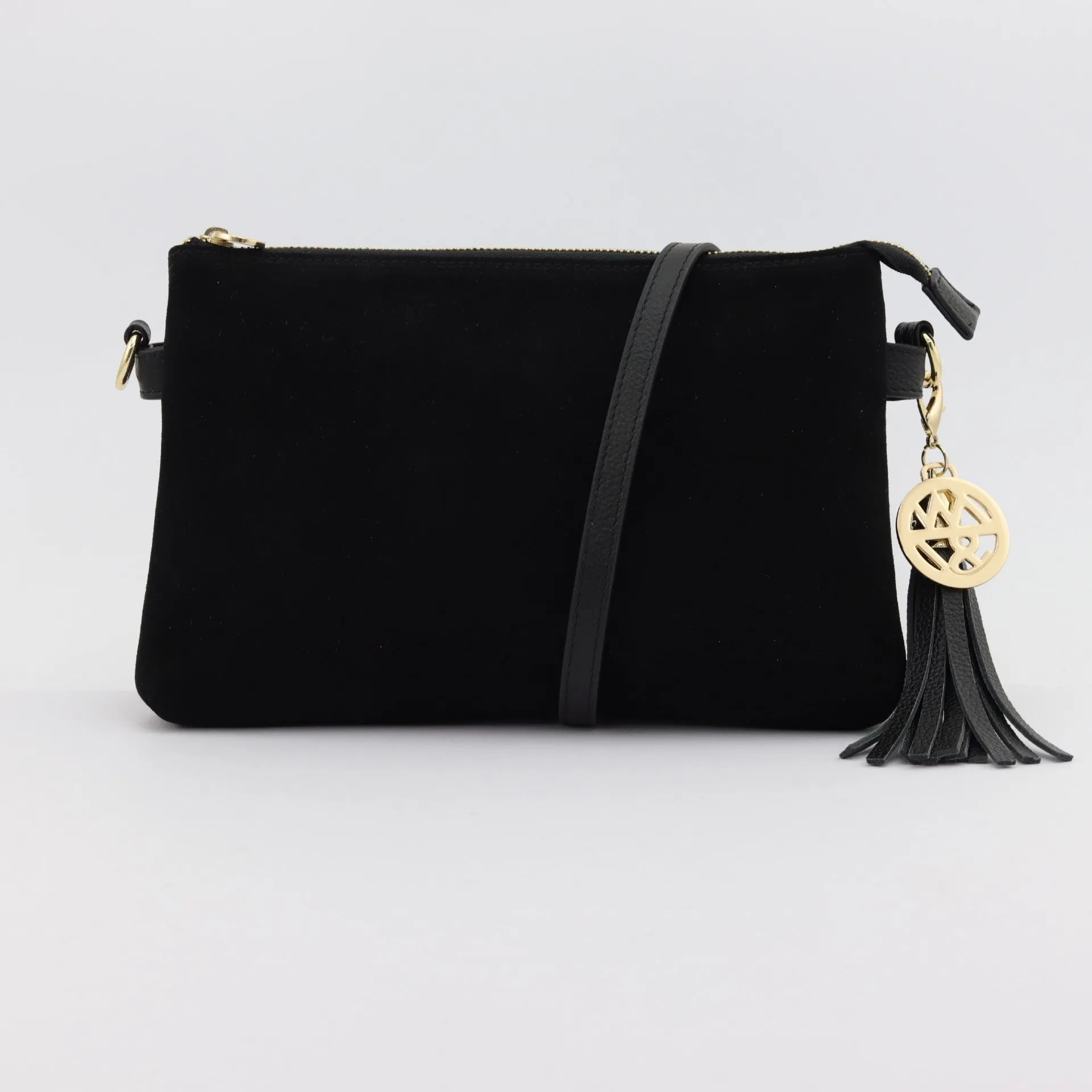 Ruby leather or suede clutch crossbody bag