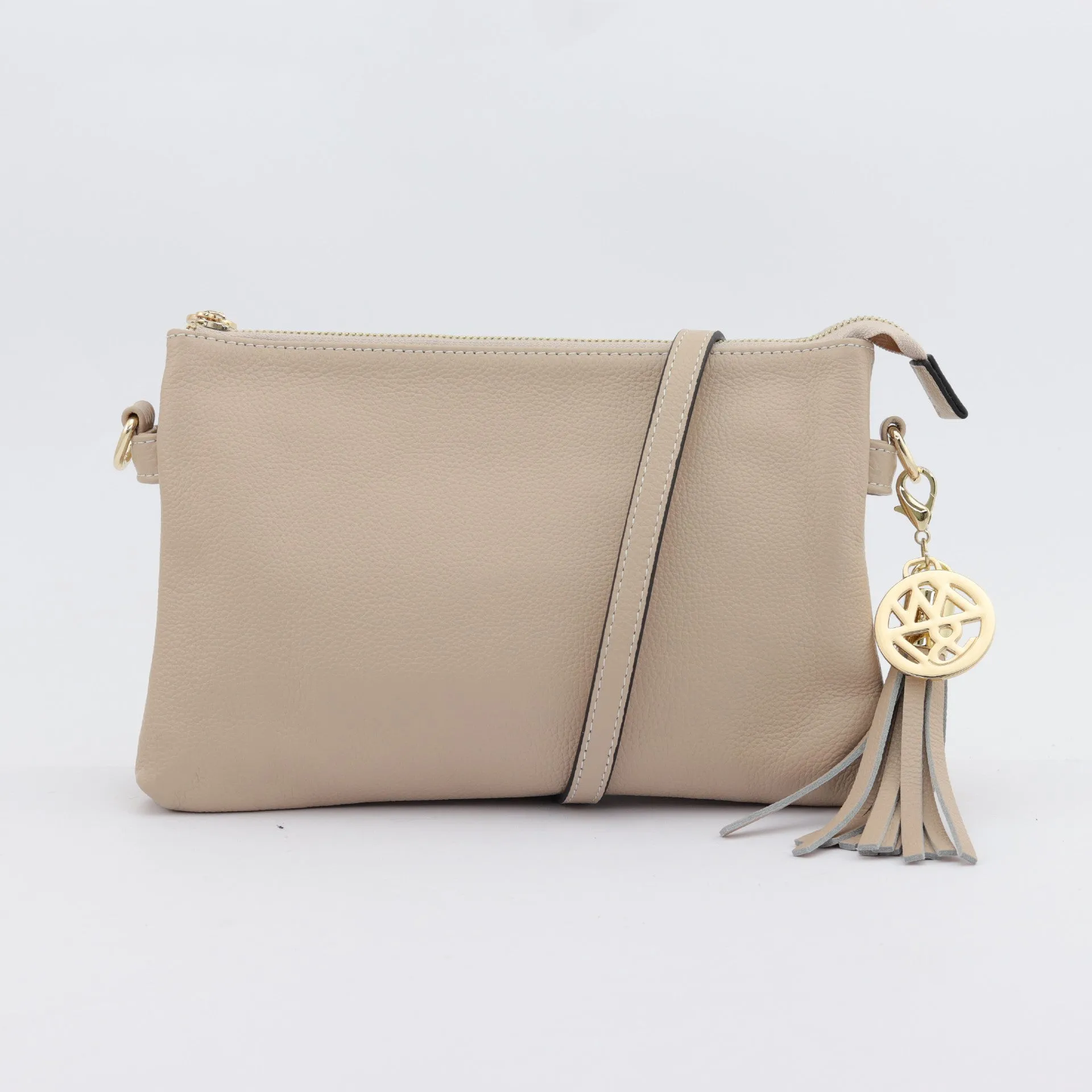 Ruby leather or suede clutch crossbody bag