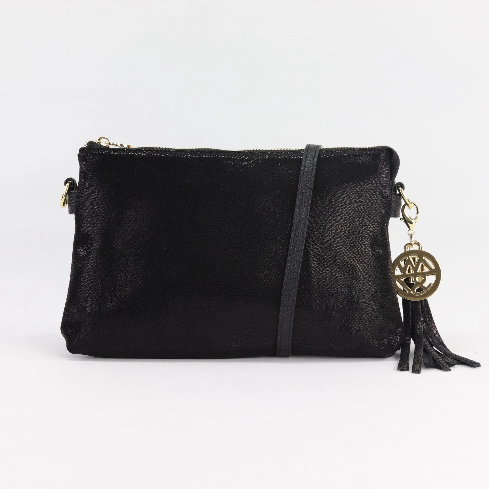 Ruby leather or suede clutch crossbody bag