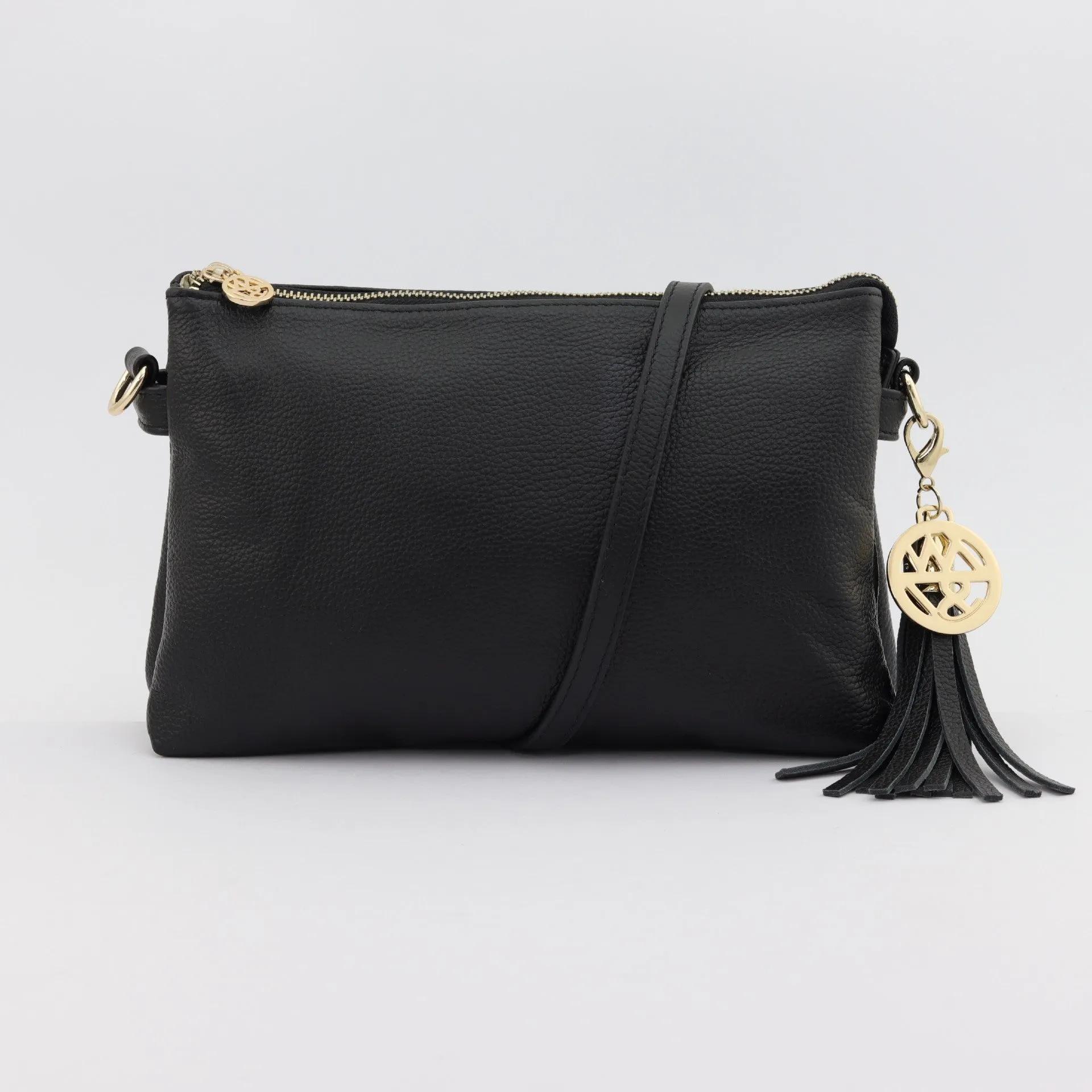 Ruby leather or suede clutch crossbody bag