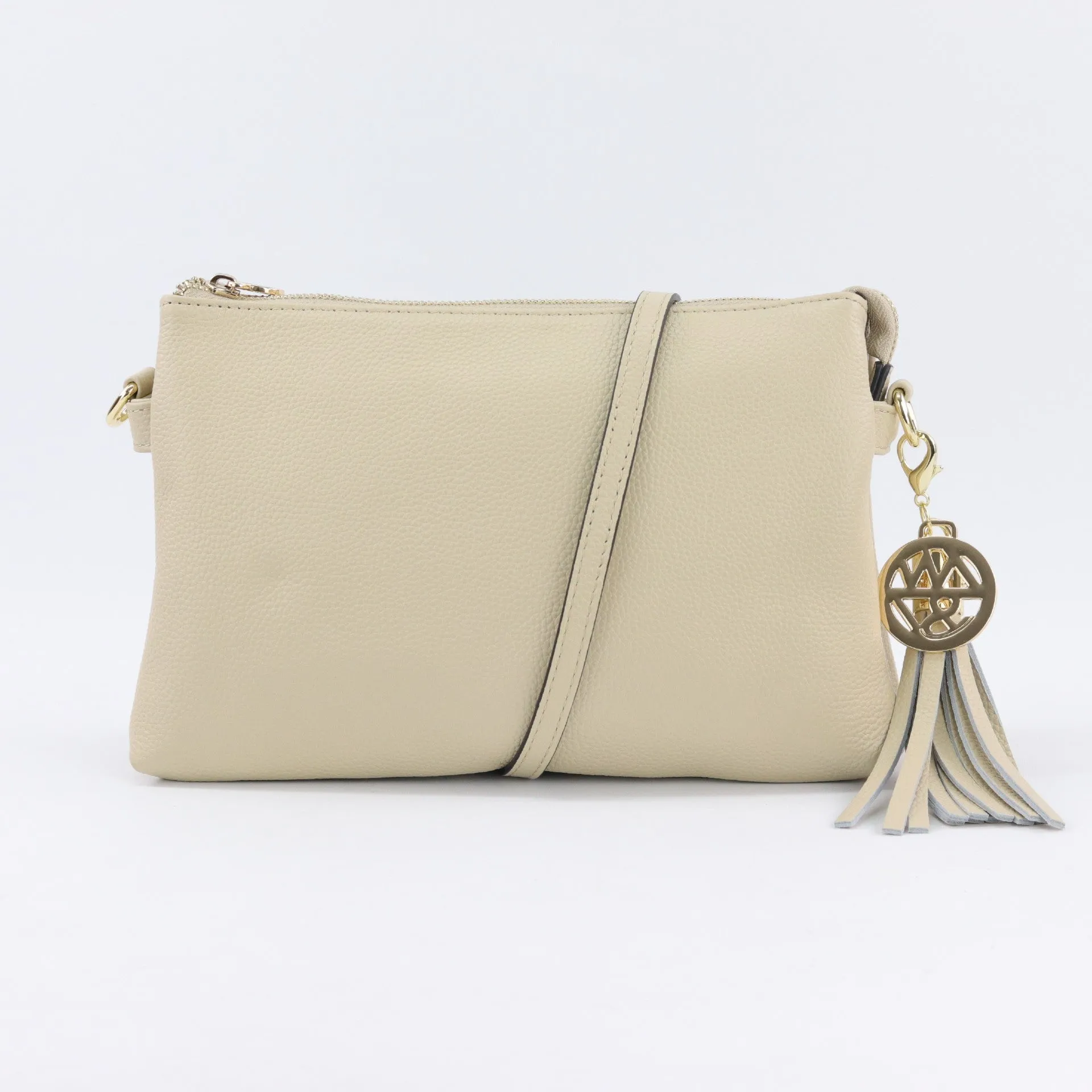 Ruby leather or suede clutch crossbody bag