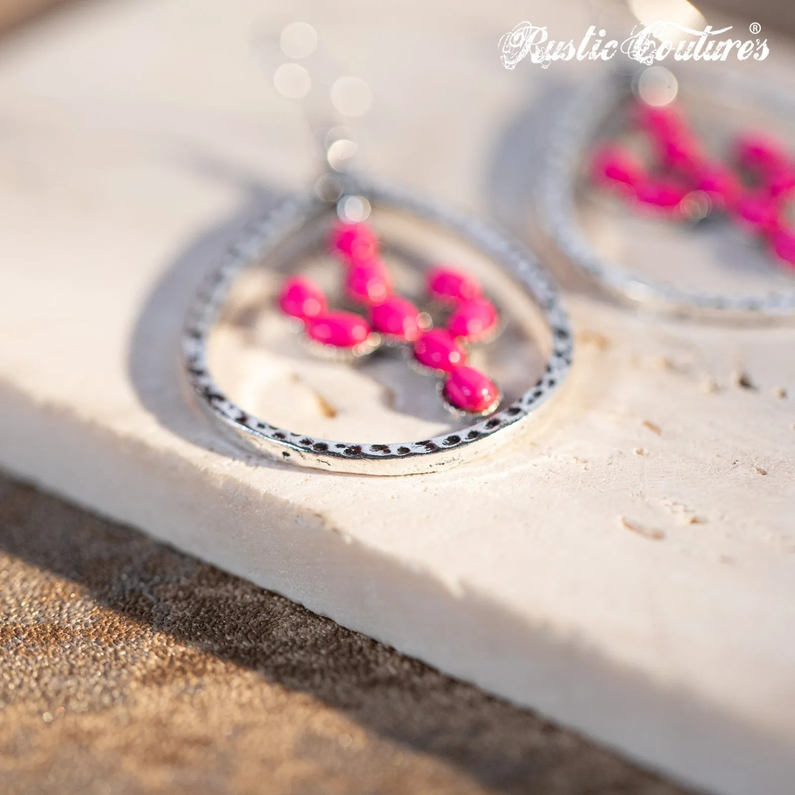 Rustic Couture's Natural Stone Cactus Teardrop Shape Dangling Earring