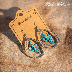 Rustic Couture's Natural Stone Cactus Teardrop Shape Dangling Earring