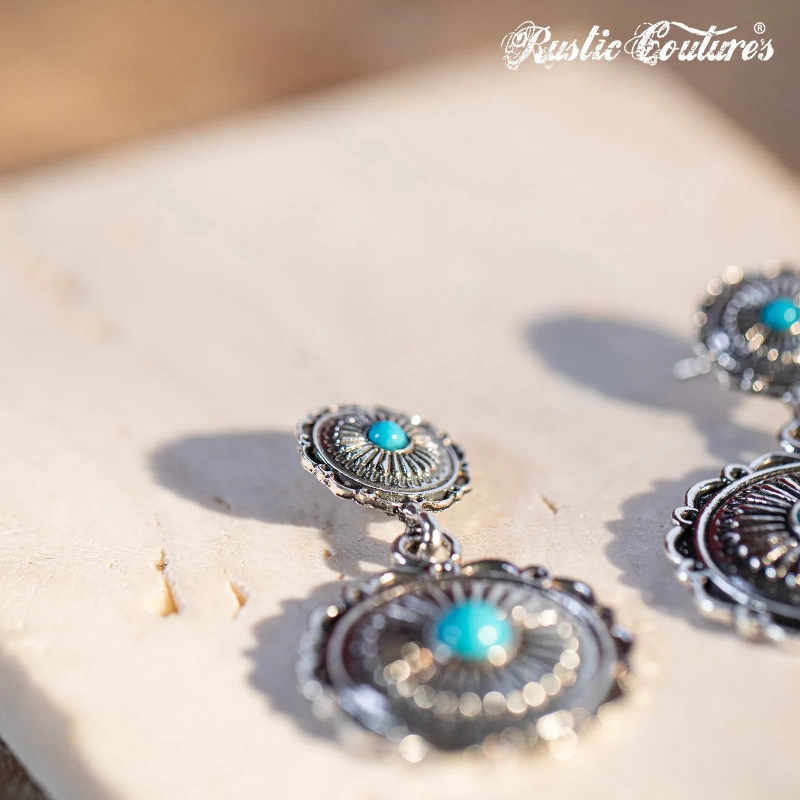 Rustic Couture's Navajo Natural Stone Concho Dangling Earring