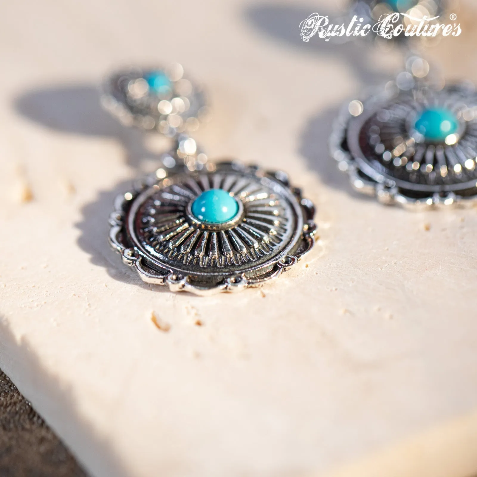 Rustic Couture's Navajo Natural Stone Concho Dangling Earring