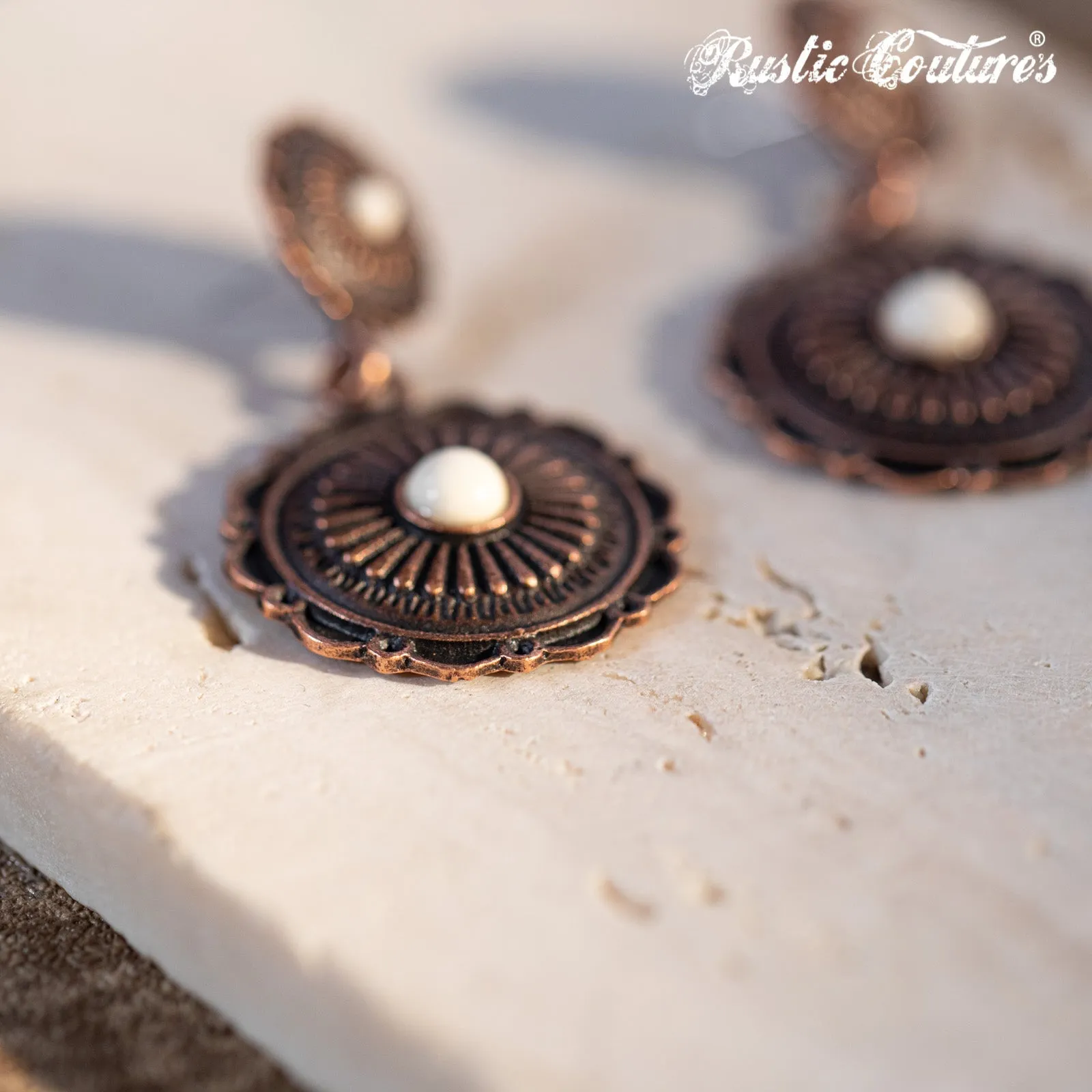 Rustic Couture's Navajo Natural Stone Concho Dangling Earring