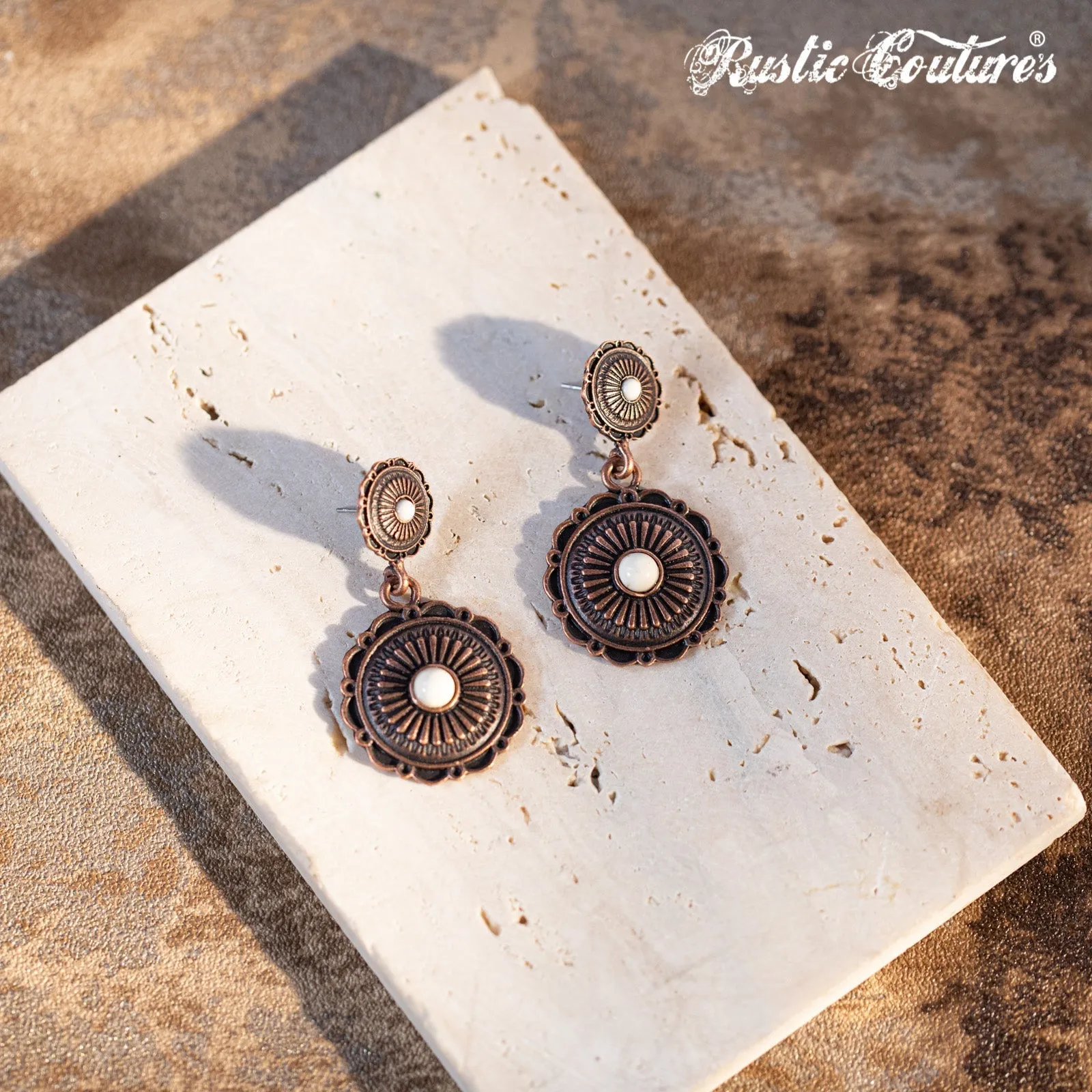 Rustic Couture's Navajo Natural Stone Concho Dangling Earring