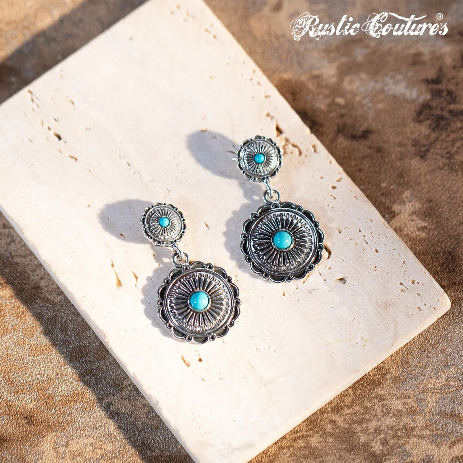 Rustic Couture's Navajo Natural Stone Concho Dangling Earring